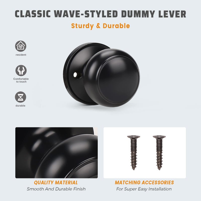 KNOBWELL 10 Pack Classic Closet Door Knobs Dummy Door Knob, Individual Dummy Door Knob Single Side, Matte Black Interior Door Knobs, Easy Installation - Image 4